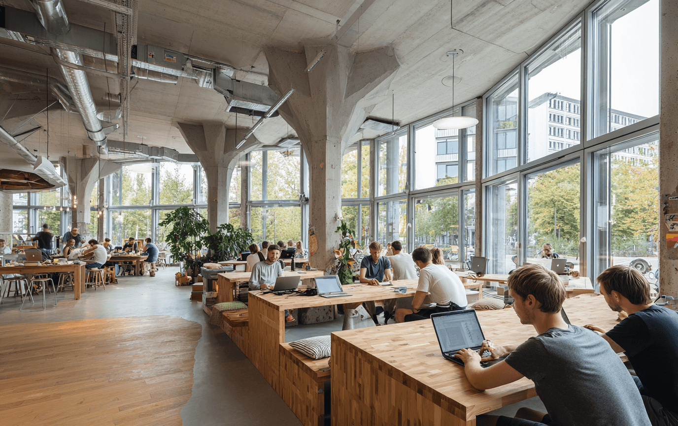 Moderne Co-Working Spaces mit natürlichem Licht